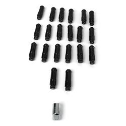 Lug Nuts, M12 x 1.25, Spline Drive, Conical Seat, 60 Degree, Black, Locking, Steel, Set of 20