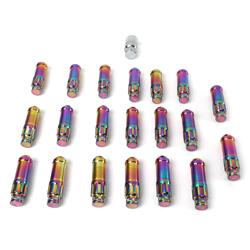 Lug Nuts, M12 x 1.25, Spline Drive, Conical Seat, 60 Degree, Neochrome, Locking, Steel, Set of 20