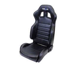 Reclinable Racing Seat, Black Leather, White Stitching w/ Logo