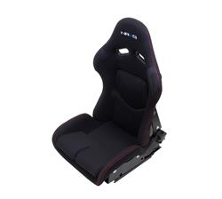 Reclinable FRP Bucket Seat, black cloth, red stitching with Black backing ( one piece)