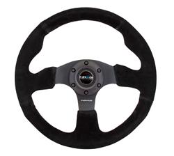 Steering Wheel, NRG Racing, Racing Style, 320mm, Black Suede Grip, Black Spoke, Black Stitching, Each