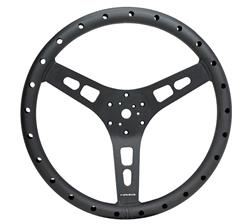 Steering Wheel, Light Weight Aluminum, 380mm, 1 in. Dish, Matte black Aluminum Grip, Matte black Spoke, Each