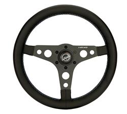 Steering Wheel, NRG Sport, 350mm, Flat, Black Leather Grip, Black Spoke, BMW M Center Mark, BMW M Stitching, Each