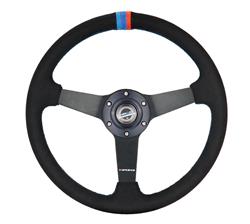 Steering Wheel, NRG Sport, 350mm, 1.5 in. Dish, Black Alcantara Grip, Matte black Spoke, BMW M Center Mark, BMW M Stitching, Each