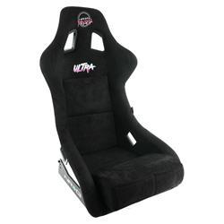 FRP Bucket Seat ULTRA Edition with peralized back, Black alcantara material, phone pockets and special ultra embroidery (Large)