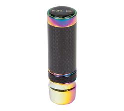 Shift Knob, Slimboy, Neochrome Aluminum/Carbon Fiber, NRG Logo, Adjustable Height, Thread On, M10 x 1.25, Universal, Each