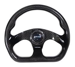 Steering Wheel, Flat Bottom, Gloss Carbon Fiber, 320mm, Each