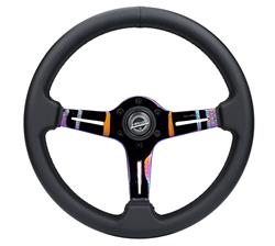 Light Weight Gaming Steering Wheel: Splitz- Made with perforated leather, light weight composits and Neochrome spoke with slits