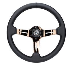 Light Weight Gaming Steering Wheel: Splitz- Made with perforated leather, light weight composits and Rose Gold spoke with slits