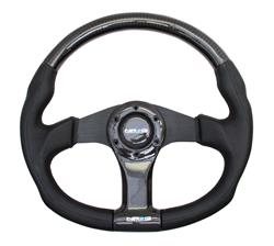 Steering Wheel, Carbon Fiber Oval, 13 3/4 in. Diameter, 6 Bolt, Black Leather/Carbon Fiber Grip, Black/Carbon Fiber Spokes, Sold individually