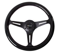 Steering Wheel, Classic Woodgrain, 13 3/4 in. Diameter, 6 Bolt, Black Grip, Black Spokes, Sold individually