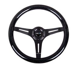 Steering Wheel, Classic Woodgrain, 13 3/4 in. Diameter, 6 Bolt, Black Sparkle Grip, Black Spokes, Sold individually