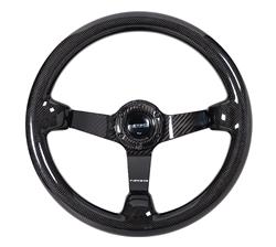 Steering Wheel, Carbon Fiber, 13 3/4 in. Diameter, 3 in. Dish, 6 Bolt, Forged Carbon Fiber Grip, Forged Carbon Fiber Spokes, Sold individually