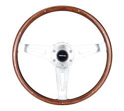 Steering Wheel, Carbon Fiber, 15 in. Diameter, 1 in. Dish, 6 Bolt, Wood With metal Accents Grip, Polished Aluminum Spokes, Sold individually