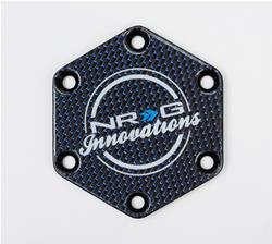 NRG Carbon Fiber with Blue Texalium fabrics Horn Delete Button Circular logo front / back