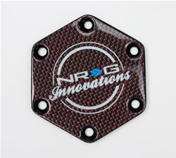 NRG Carbon Fiber with Red Texalium fabrics Horn Delete Button Circular logo front / back