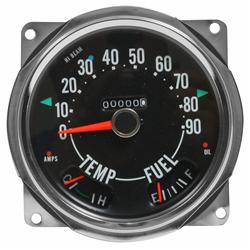 Speedometer, Black Face, Chrome Bezel, 0-90 MPH, Jeep, Each