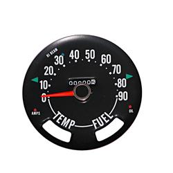 Gauge, Speedometer, 0-90 mph, Black Face, Speedometer Head with Odometer Only, Analog, Each