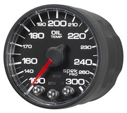 Gauge, Oil Temperature, 100-300 degrees F, 2-1/16 in., Analog, Electrical, Each