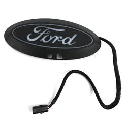 Emblem, Luminix LED, Ford, Grille, Plastic, Black, White LED's, Fits Trucks with Front Facing Camera, Ford, Each