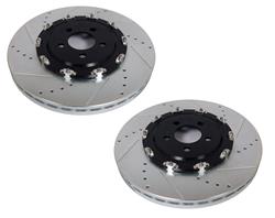 Brake Rotors, Evolution Cross-Drilled and Slotted Surface, Vented, Iron, Zinc Dichromate Plated, Front, Dodge, Models with 2-Piece Rotors, Pair