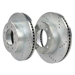 Brake Rotor, Iron, Drilled/Slotted, Zinc Dichromate Plated, Dodge, Ram, Front, Pair