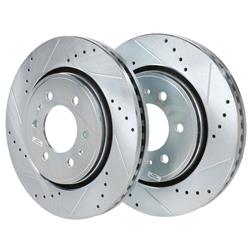 Brake Rotor, Iron, Zinc Plated, Drilled/Slotted, Ford, Lincoln, Front, Pair