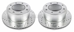 Brake Rotors, Drilled/Slotted, Iron, Zinc Dichromate Plated, Rear, Ford, Pair