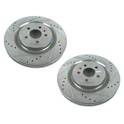 Brake Rotor, Iron, Drilled/Slotted, Zinc Dichromate Plated, Ford, Lincoln, Front, Pair