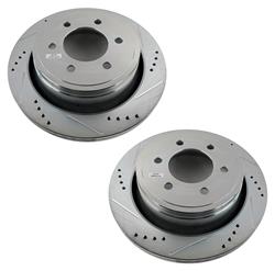 Brake Rotor, Zinc Plated, Drilled/Slotted Surface, Ford, Rear, Pair