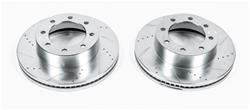 Brake Rotor, Iron, Drilled/Slotted, Zinc Dichromate Plated, Ford, Front, Pair