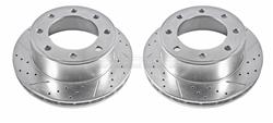 Brake Rotors, Cross-Drilled/Slotted, Iron, Zinc Dichromate Plated, Rear, Ford, Pair