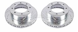 Brake Rotors, Cross-Drilled/Slotted, Iron, Zinc Dichromate Plated, Front, Ford, Pair