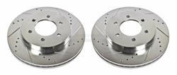 Brake Rotors, Cross-Drilled/Slotted, Iron, Zinc Dichromate Plated, Front, Ford, Lincoln, Pair