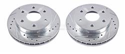 Brake Rotors, Cross-Drilled/Slotted, Iron, Zinc Dichromate Plated, Front, Cadillac, Chevy, GMC, Pair