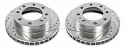 Brake Rotors, Cross-Drilled/Slotted, Iron, Zinc Dichromate Plated, Front, Cadillac, Chevy, GMC, Hummer, Pair