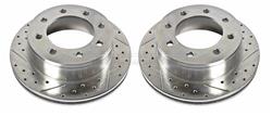 Brake Rotors, Cross-Drilled/Slotted, Iron, Zinc Dichromate Plated, Rear, Chevy, GMC, Pair