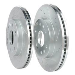 Brake Rotors, Drilled/Slotted, Iron, Zinc Dichromate Plated, Front, Cadillac, Chevy, GMC, Six Lug, Pair