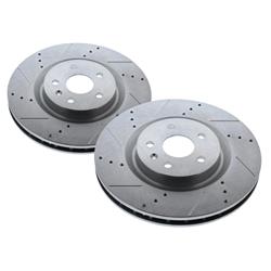 Brake Rotor, Iron, Zinc Plated, Drilled/Slotted, Buick, Chevy, Pontiac, Front, Pair