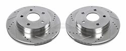 Brake Rotors, Cross-Drilled/Slotted, Iron, Zinc Dichromate Plated, Front, Dodge, Pair