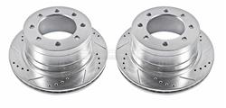 Brake Rotors, Cross-Drilled/Slotted, Iron, Zinc Dichromate Plated, Rear, Dodge, Pair