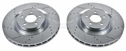 Brake Rotor, Zinc Plated, Drilled/Slotted Surface, Chrysler, Dodge, Front, Pair