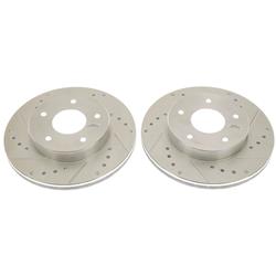 Brake Rotors, Evolution, Cross-drilled and Slotted, Iron, Zinc Plated, 11.10 in. O.D., Rear, Pontiac, Pair