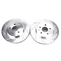 Brake Rotor, Evolution, Vented, Cross-Drilled/Slotted Surface, Iron, Zinc Dichromate, Pair