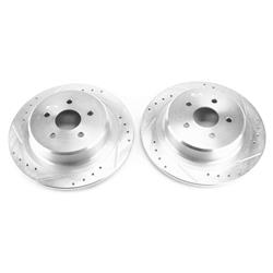 Brake Rotor, Evolution, Solid, Cross-Drilled/Slotted Surface, Iron, Zinc Dichromate, Pair