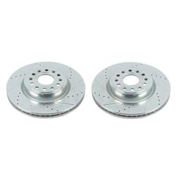 Brake Rotors, Evolution, Cross-drilled and Slotted, Iron, Zinc Plated, 14.88 in. O.D., Front, Ram, Pair