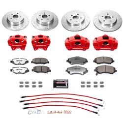 Big Brake Kit, Brake Rotors, Drilled/Slotted, Z36 Pads, Calipers, Extended Caliper Brackets, Hoses, Truck and Tow Pads, Front/Rear, JK, Jeep, Kit