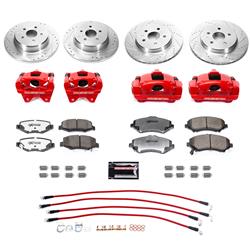 Big Brake Kit, Brake Rotors, Drilled/Slotted, Z36 Pads, Calipers, Extended Caliper Brackets, XL Hoses, Truck and Tow Pads, Front/Rear, JK, Jeep, Kit