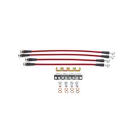 Brake Hoses, Braided Stainless Steel, Red PVC Cover, Front and Rear, Cadillac, Chevrolet, Kit