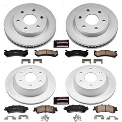 Brake Rotor and Pad Combos, Z17 Evolution Geomet Coated, Front and Rear, Solid Surface Rotors, Ceramic Pads, Chevrolet, GMC, Kit